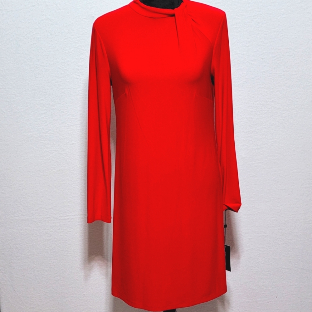 NWT Tommy Hilfiger Elegant‎ Red Long Sleeve Dress SIZE 10  #698